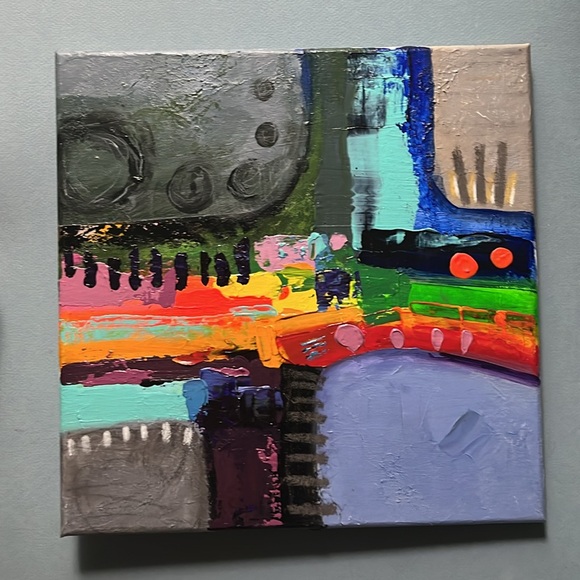 12x12 Colorful Abstract Painting - Picture 2 of 2